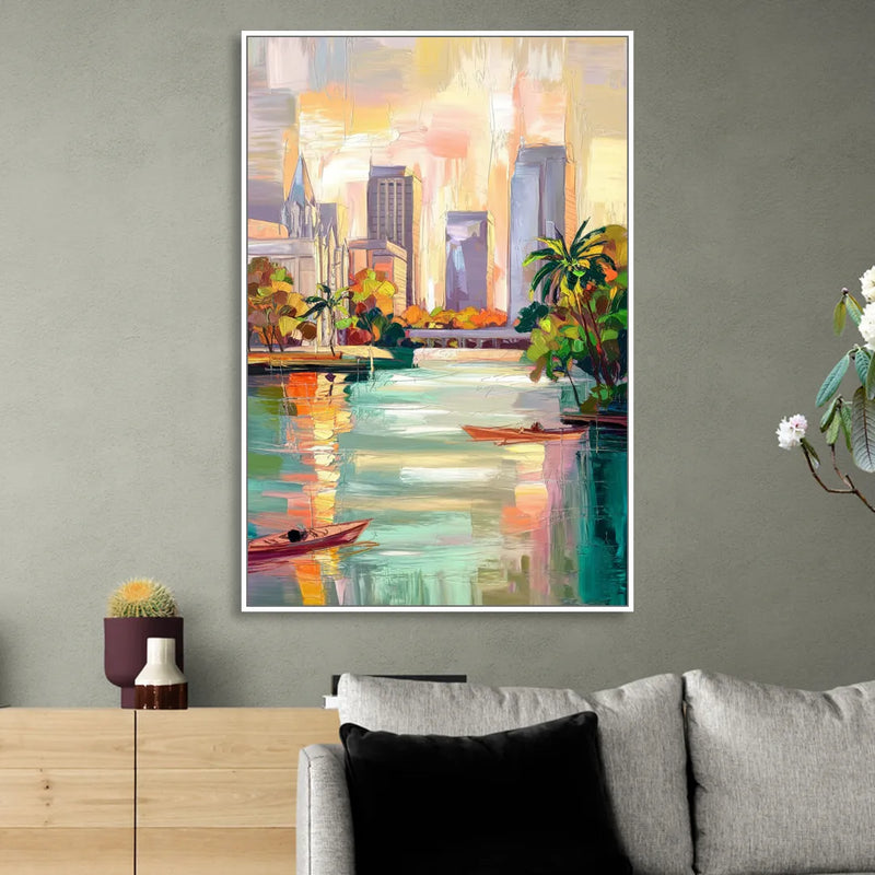 Tampa University Campus Vibes Living Room - White Canvas Wall Art