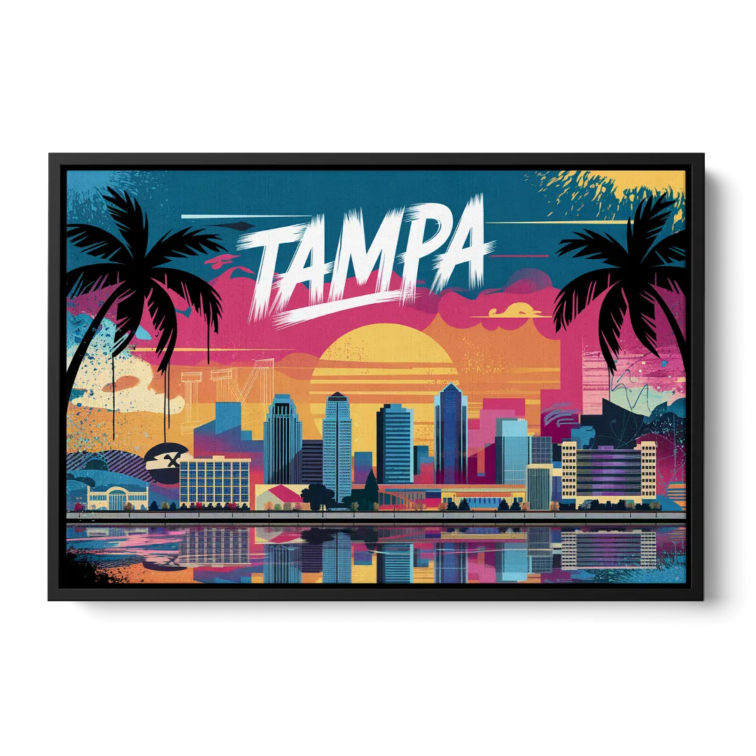 Tampa Urban Street Art Vibes Front - Black Canvas Wall Art