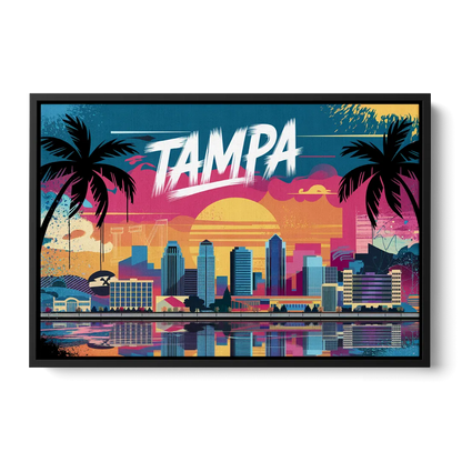Tampa Urban Street Art Vibes Front - Black Canvas Wall Art