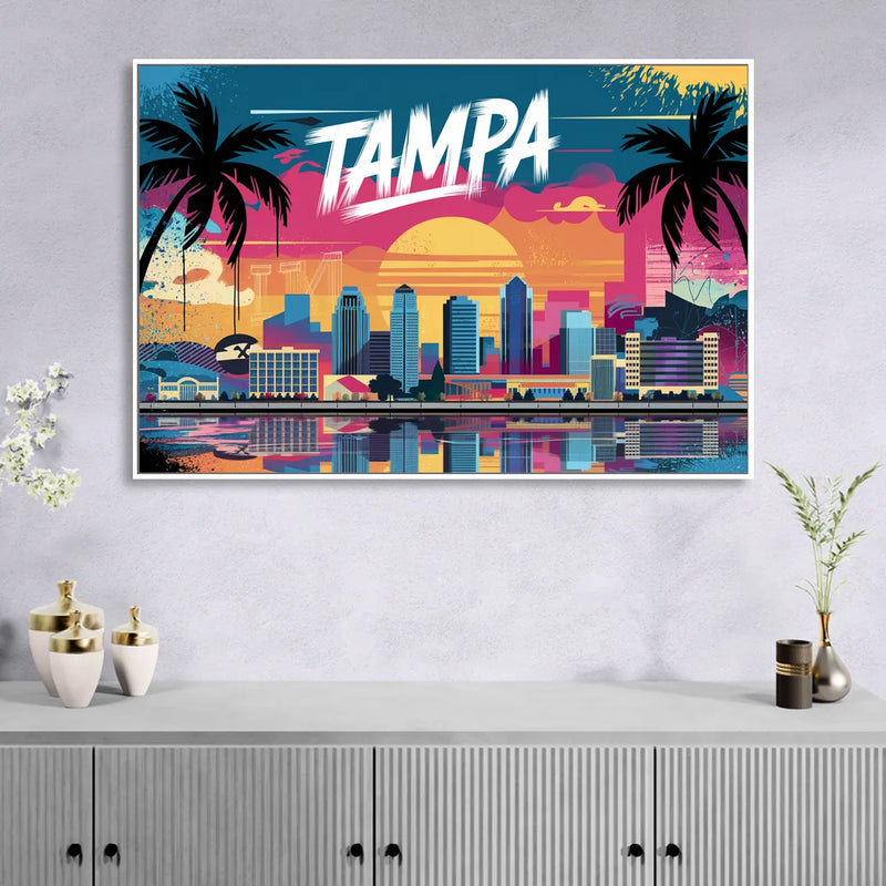 Tampa Urban Street Art Vibes Sitting Room - White Canvas Wall Art