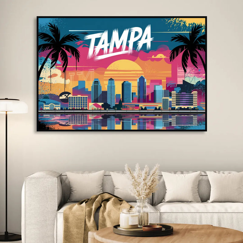 Tampa Urban Street Art Vibes Sitting Room - Black Canvas Wall Art