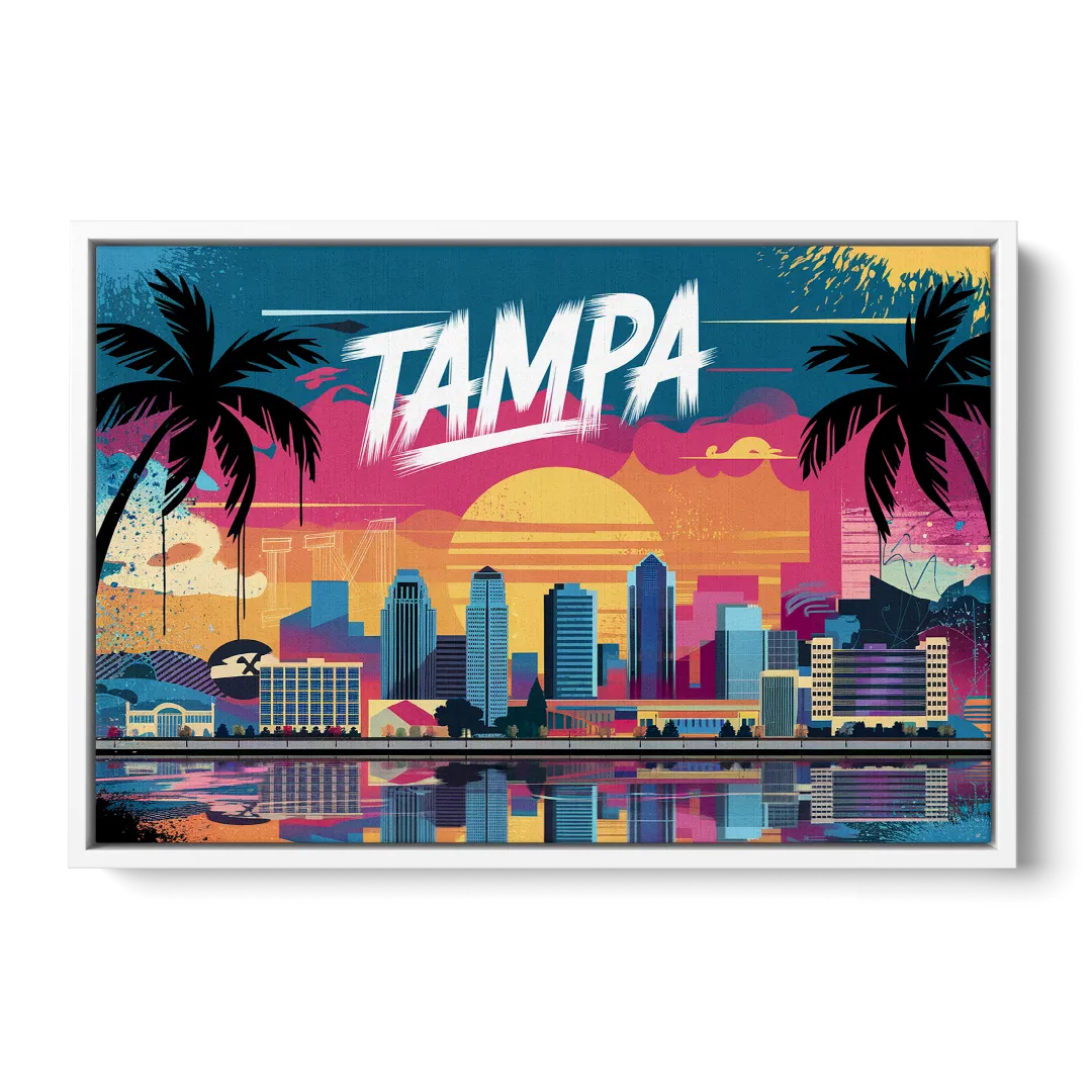 Tampa Urban Street Art Vibes Front - White Canvas Wall Art