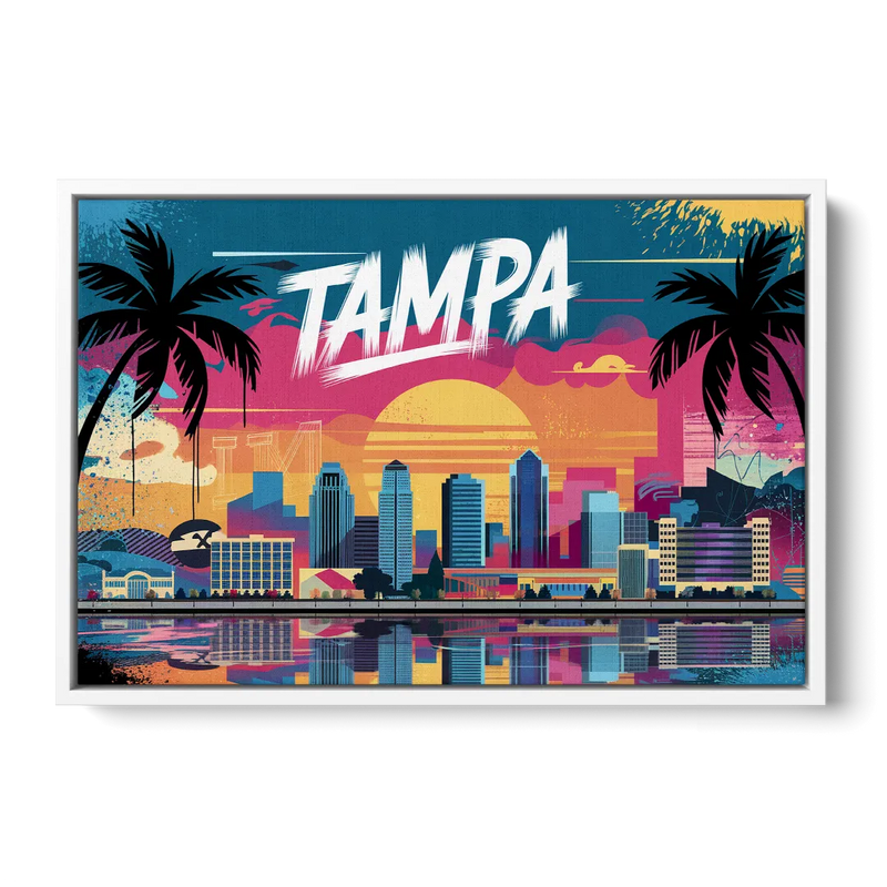 Tampa Urban Street Art Vibes Front - White Canvas Wall Art