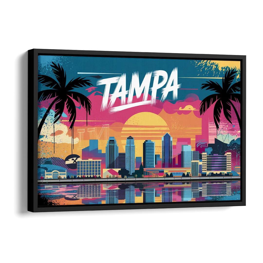Tampa Urban Street Art Vibes Side - Black Canvas Wall Art