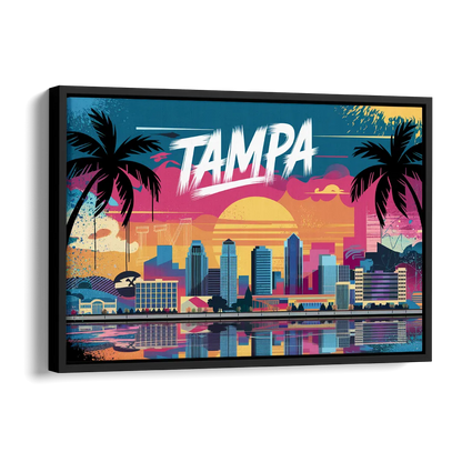 Tampa Urban Street Art Vibes Side - Black Canvas Wall Art