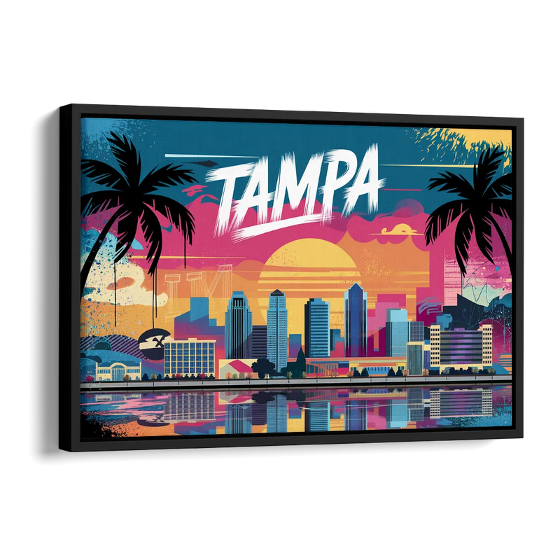 Tampa Urban Street Art Vibes Side - Black Canvas Wall Art