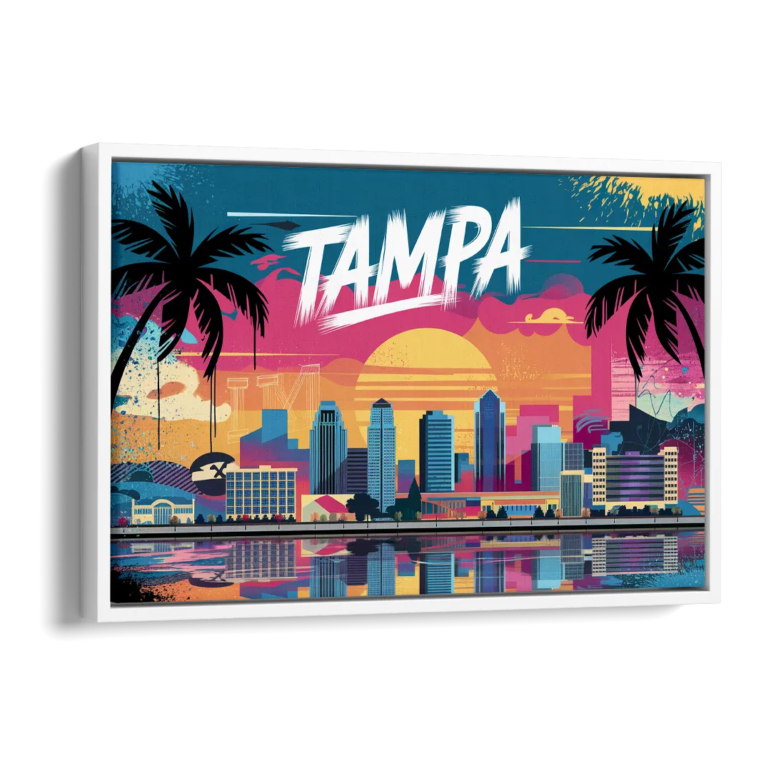 Tampa Urban Street Art Vibes Side - White Canvas Wall Art
