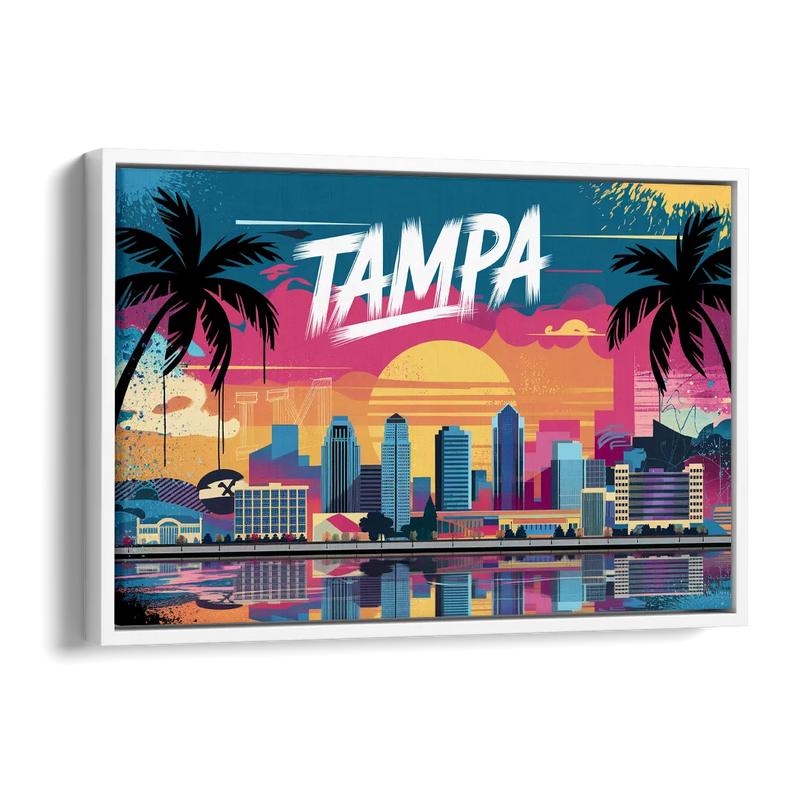 Tampa Urban Street Art Vibes Side - White Canvas Wall Art