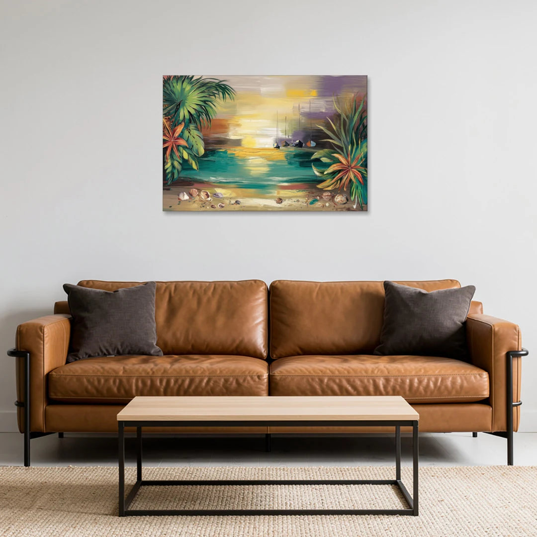 Tampa Waterfront Serenity - Canvas Wall Art - Sofa - 36x24