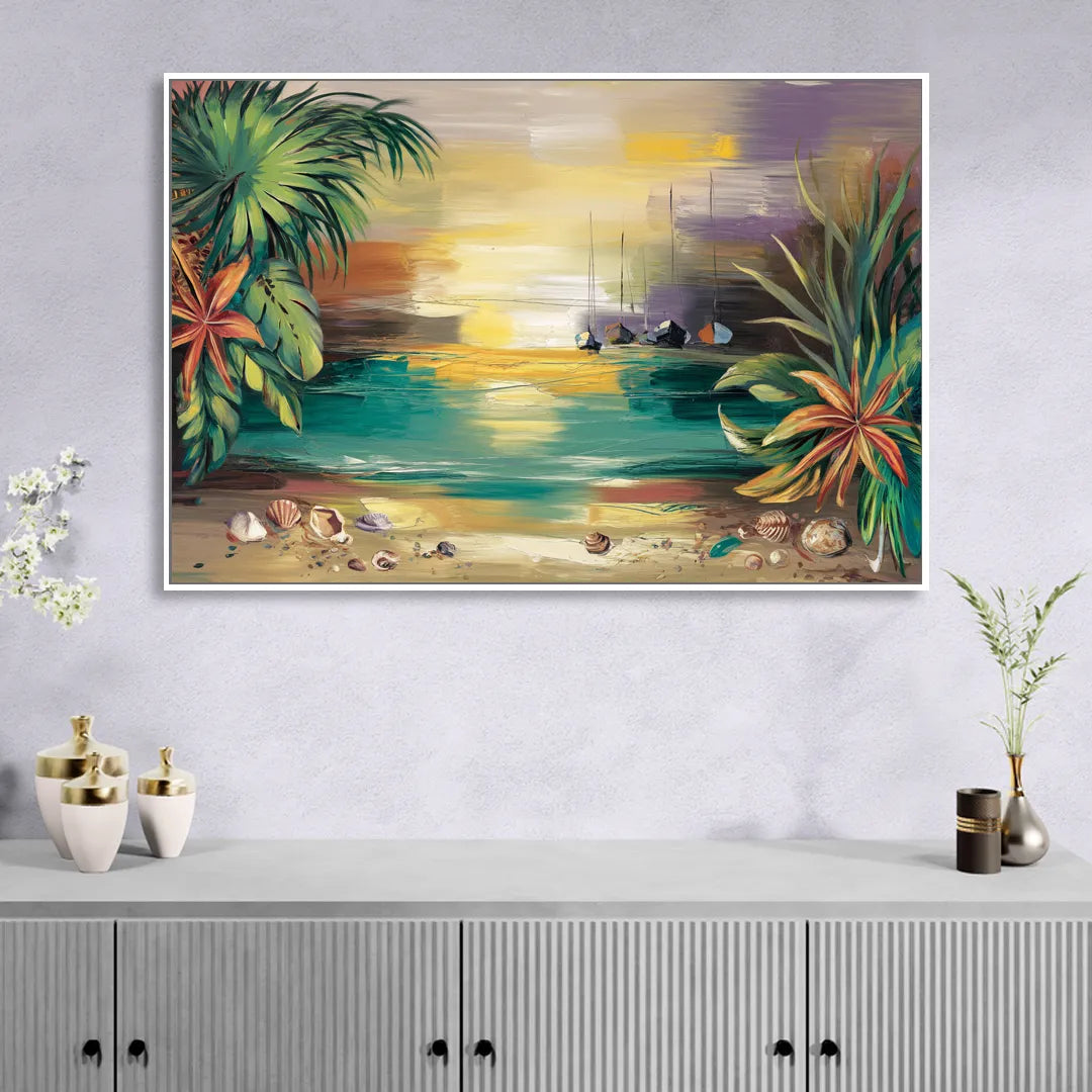 Tampa Waterfront Serenity Living Room - White Canvas Wall Art