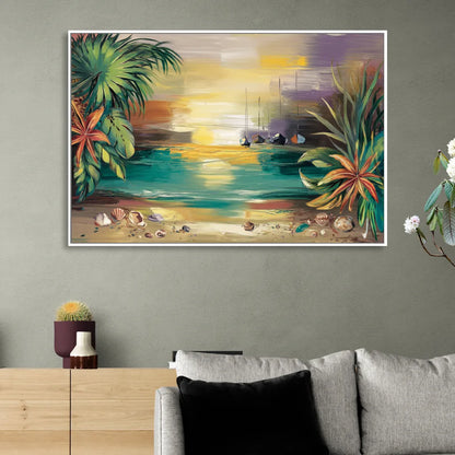 Tampa Waterfront Serenity Sitting Room - White Canvas Wall Art