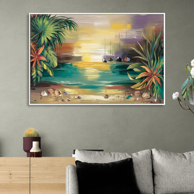 Tampa Waterfront Serenity Sitting Room - White Canvas Wall Art