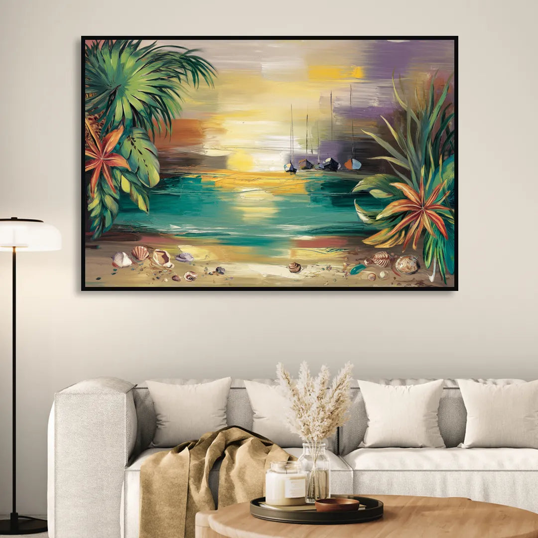 Tampa Waterfront Serenity Living Room - Black Canvas Wall Art