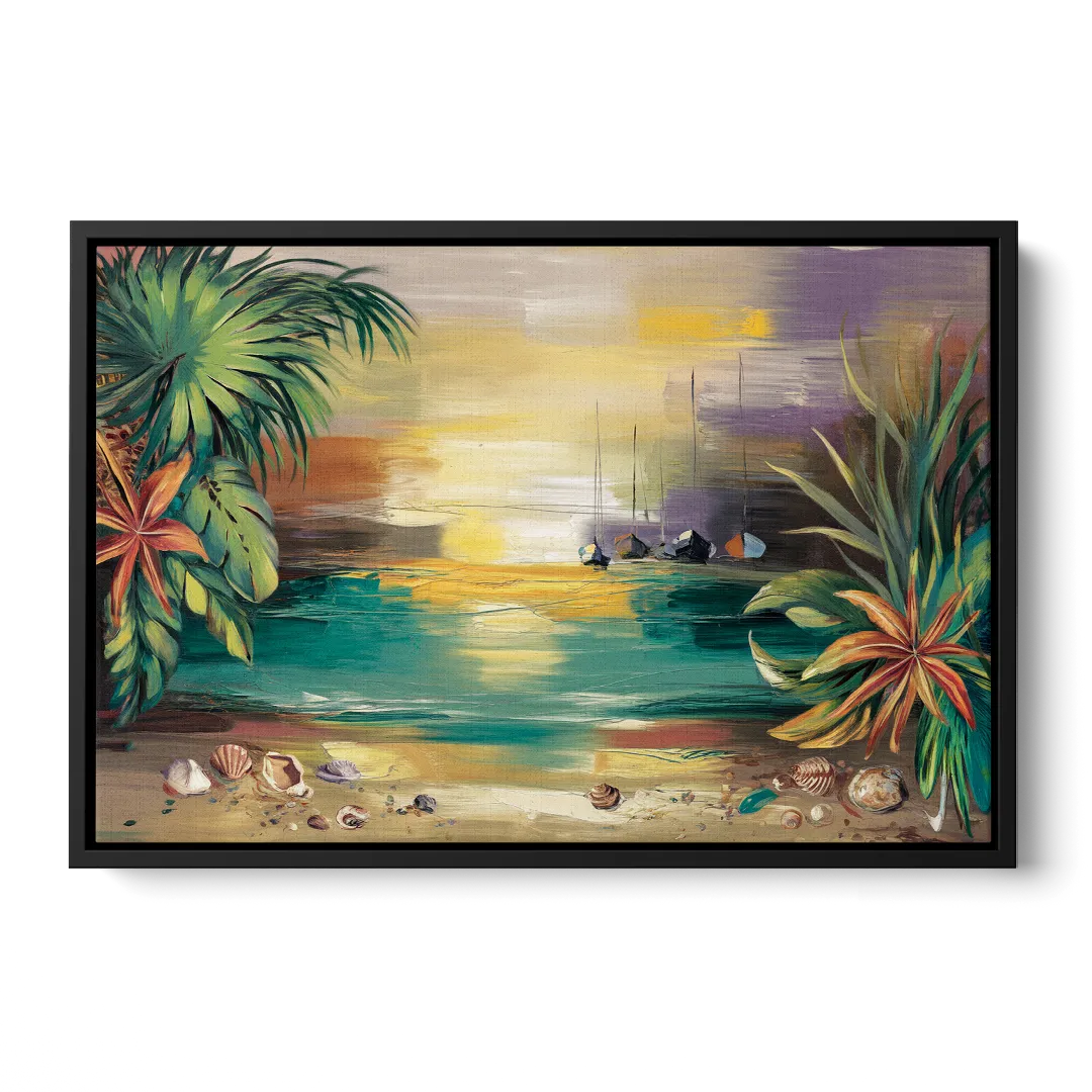 Tampa Waterfront Serenity Front - Black Canvas Wall Art