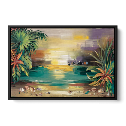 Tampa Waterfront Serenity Front - Black Canvas Wall Art