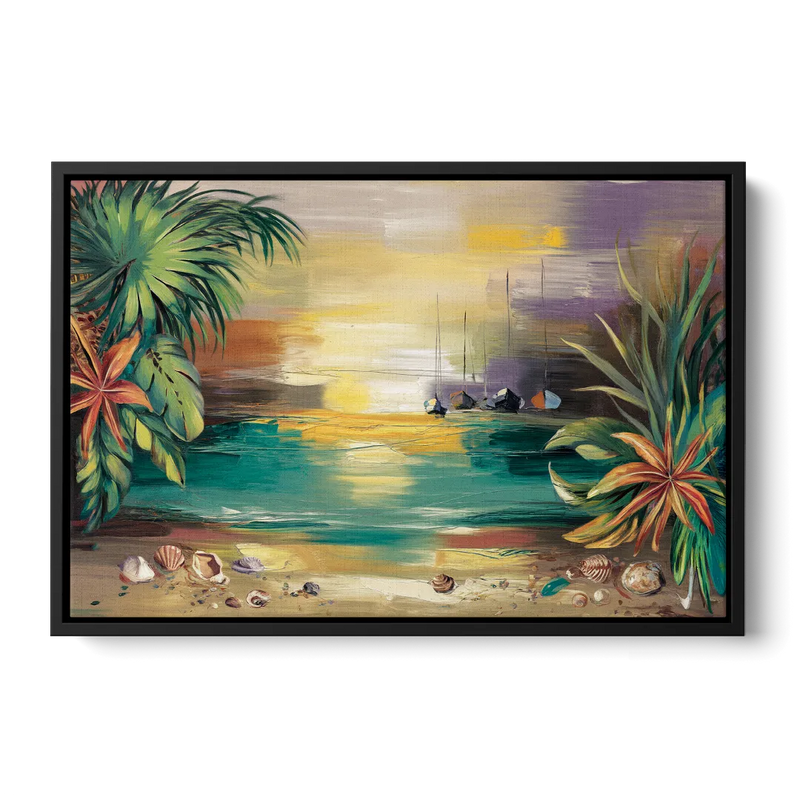 Tampa Waterfront Serenity Front - Black Canvas Wall Art