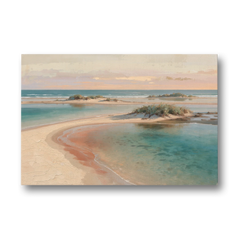 Teal Lagoon Sandbar for a Spa Like Bedroom - Canvas Wall Art - Front