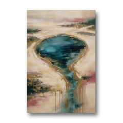 Teal Lagoon With Gold Drip Outflow - Canvas Wall Art - Front