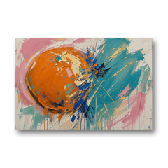 Teal and Orange Wall Art of a Tangerine Collision - Canvas Wall Art - Front