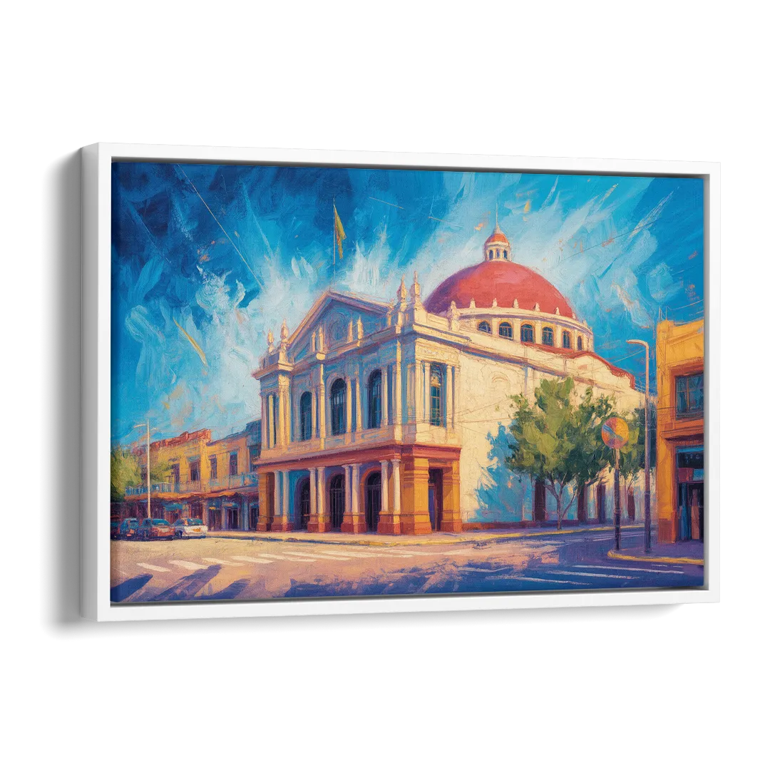Teatro Macedonio Alcalá Side - White Canvas Wall Art