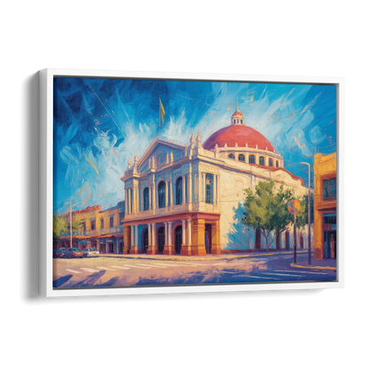 Teatro Macedonio Alcalá Side - White Canvas Wall Art