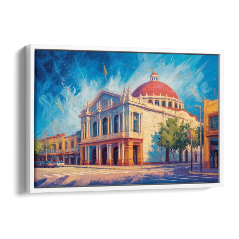 Teatro Macedonio Alcalá Side - White Canvas Wall Art