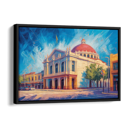 Teatro Macedonio Alcalá Side - Black Canvas Wall Art