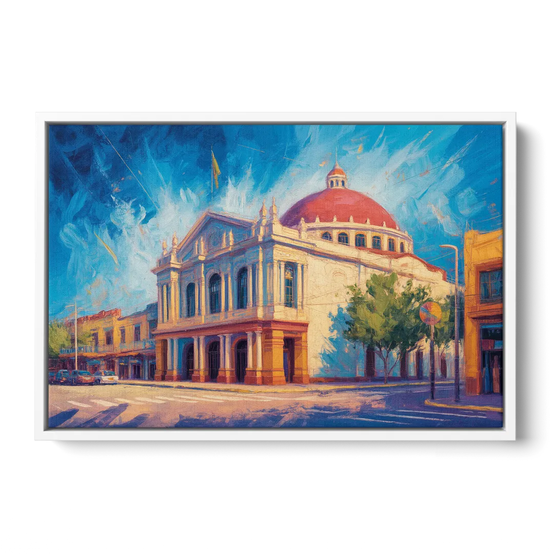 Teatro Macedonio Alcalá Front - White Canvas Wall Art