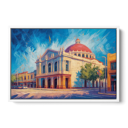 Teatro Macedonio Alcalá Front - White Canvas Wall Art
