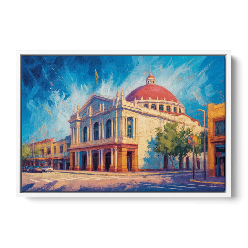 Teatro Macedonio Alcalá Front - White Canvas Wall Art
