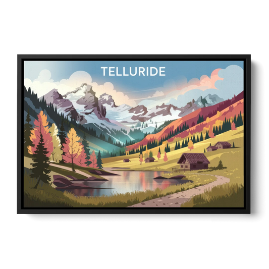 Telluride Alpine Landscape - Black Framed Canvas Wall Art - Front