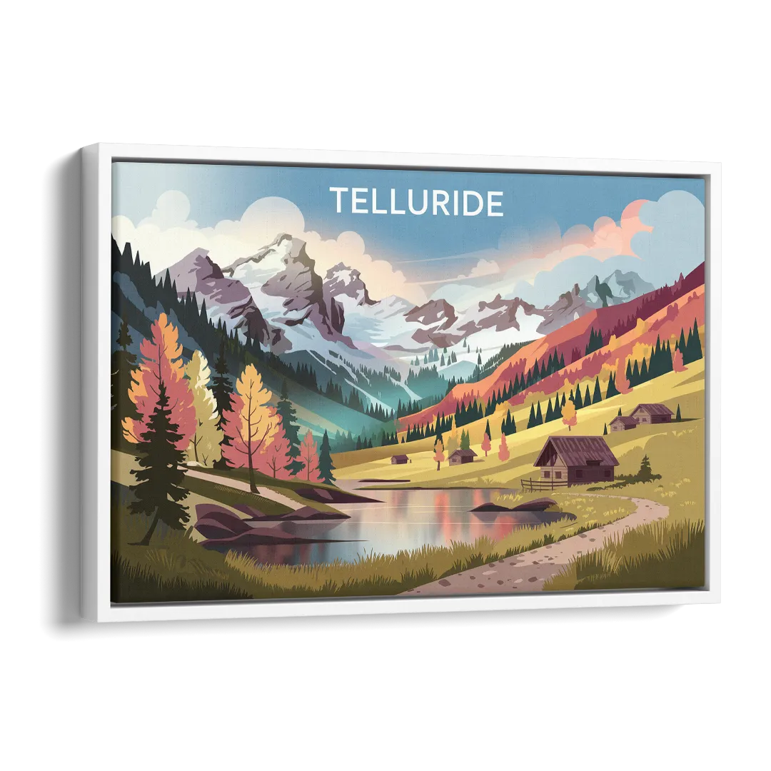 Telluride Alpine Landscape Side - White Canvas Wall Art