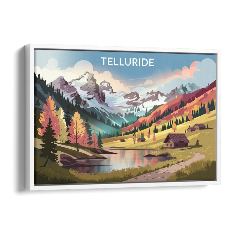 Telluride Alpine Landscape Side - White Canvas Wall Art