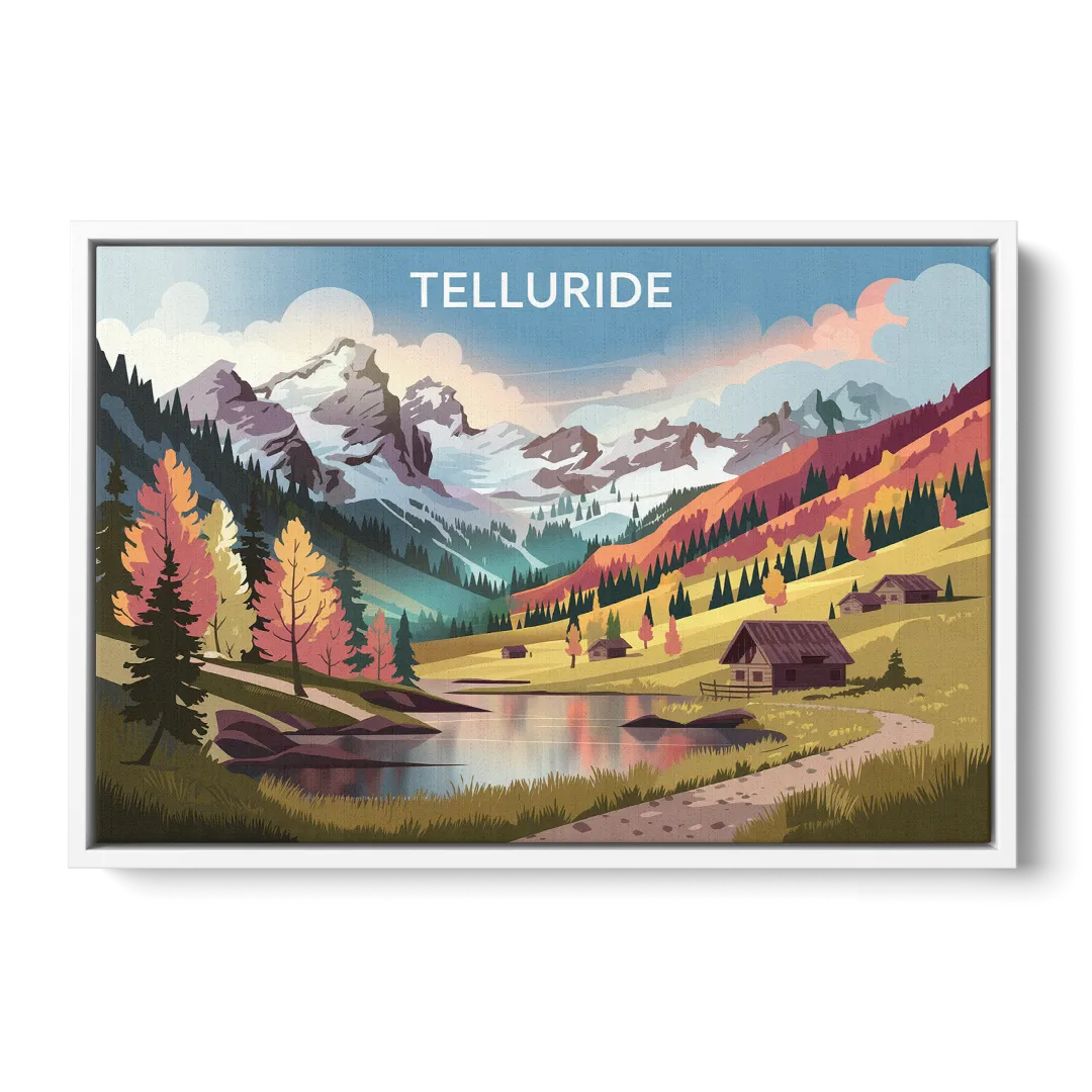 Telluride Alpine Landscape Front - White Canvas Wall Art