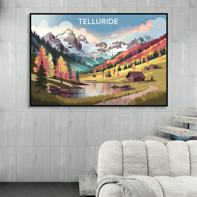 Telluride Alpine Landscape Sitting Room - Black Canvas Wall Art