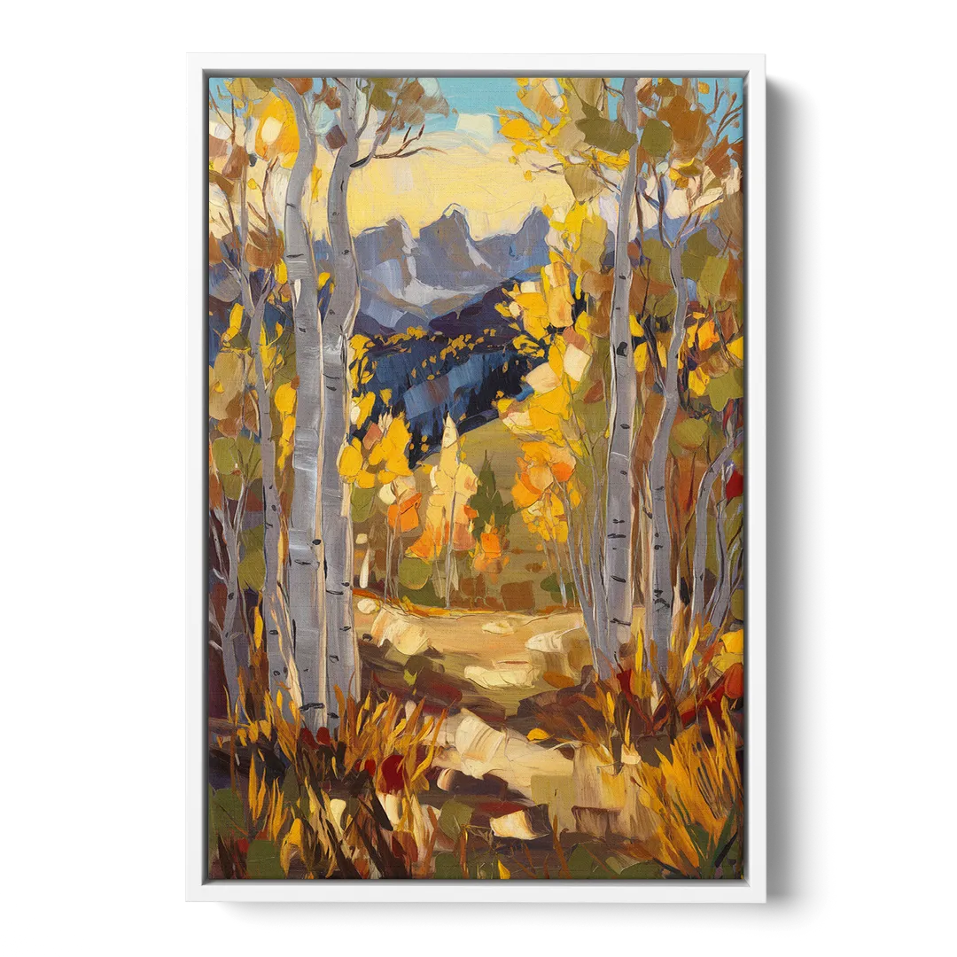 Telluride Autumn Aspen Forest Front - White Canvas Wall Art