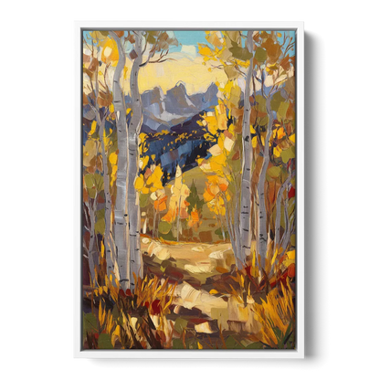Telluride Autumn Aspen Forest Front - White Canvas Wall Art