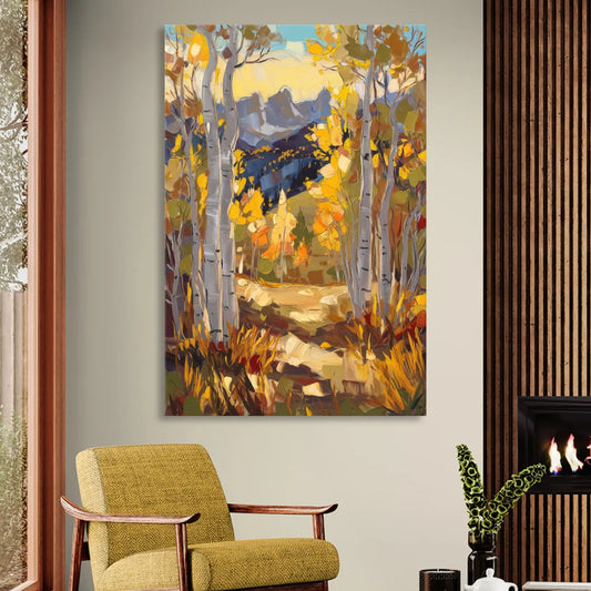 Telluride Autumn Aspen Forest Living Room - Canvas Wall Art