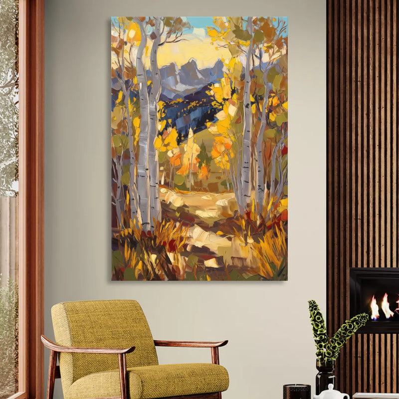 Telluride Autumn Aspen Forest Living Room - Canvas Wall Art