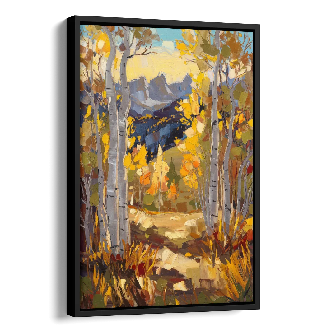 Telluride Autumn Aspen Forest Side - Black Canvas Wall Art