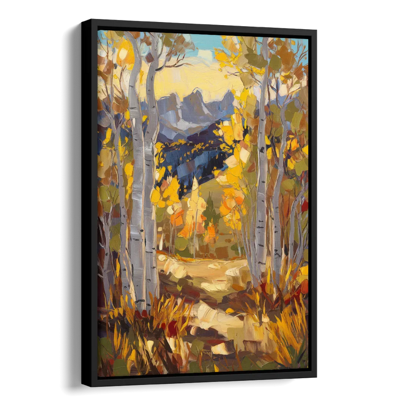Telluride Autumn Aspen Forest Side - Black Canvas Wall Art