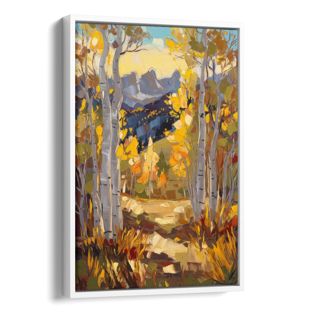 Telluride Autumn Aspen Forest Side - White Canvas Wall Art