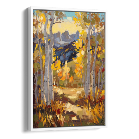 Telluride Autumn Aspen Forest Side - White Canvas Wall Art