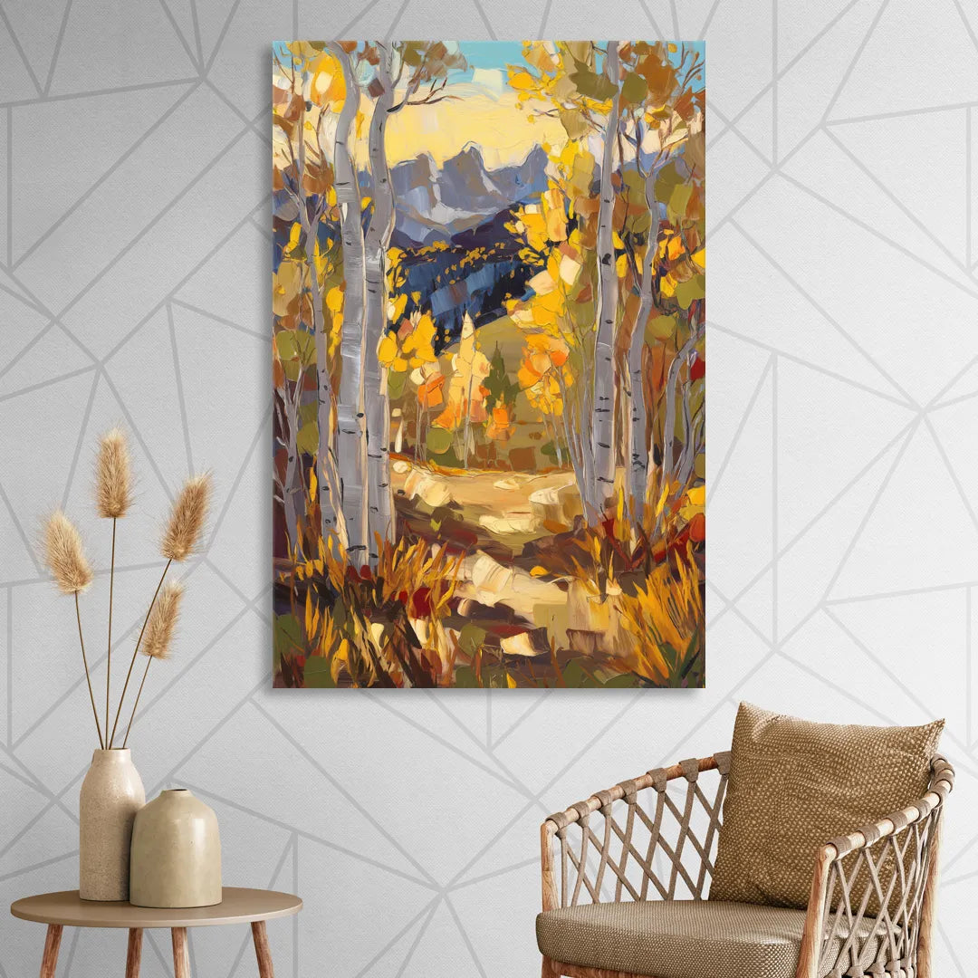 Telluride Autumn Aspen Forest Sitting Room - Canvas Wall Art