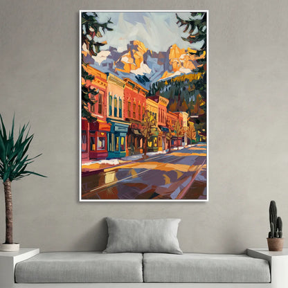 Telluride Downtown Charm Living Room - White Canvas Wall Art