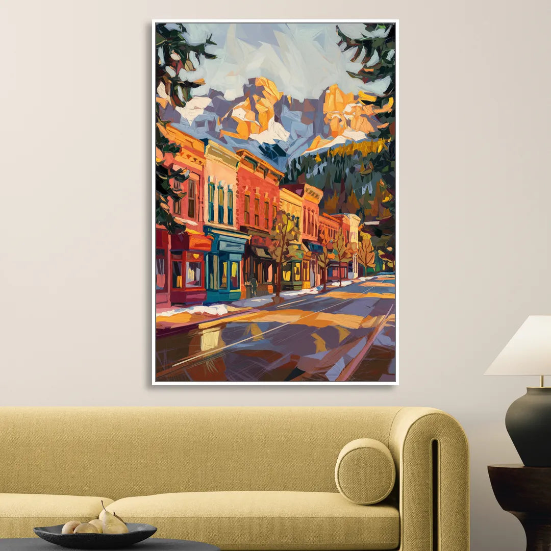 Telluride Downtown Charm Sitting Room - White Canvas Wall Art