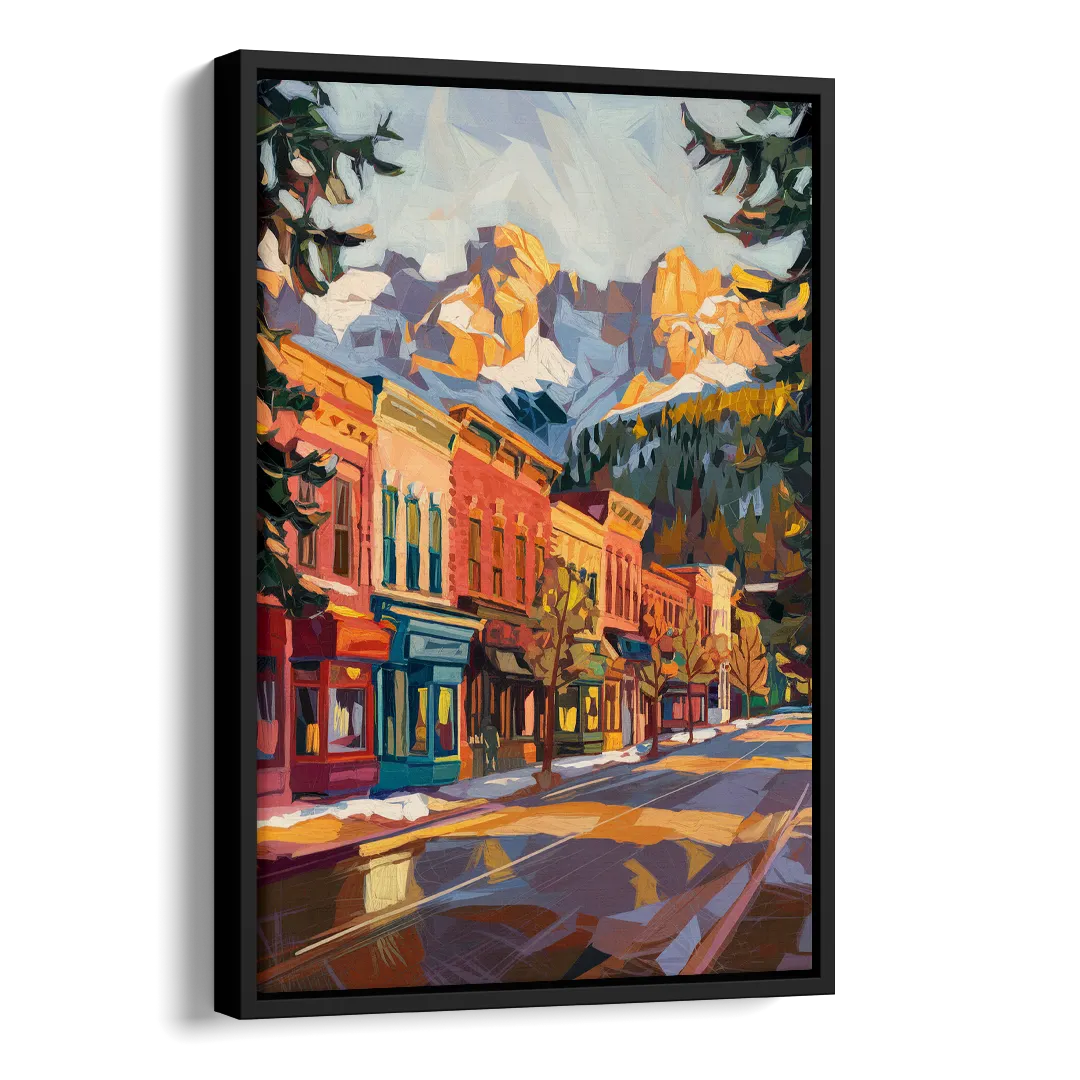 Telluride Downtown Charm Side - Black Canvas Wall Art