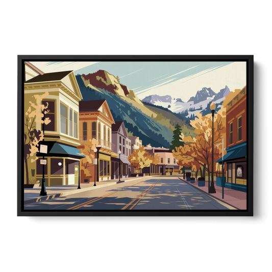 Telluride Historic Main Street - Black Framed Canvas Wall Art - Front