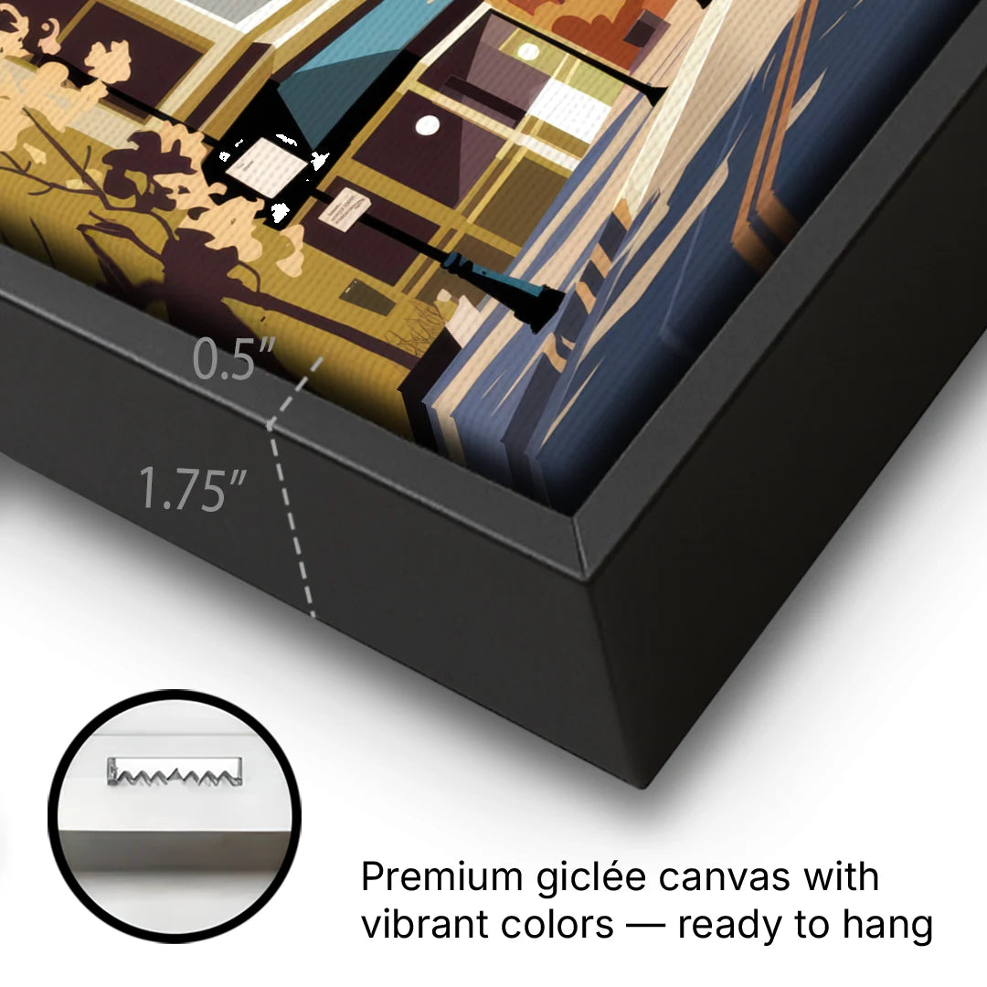 Telluride Historic Main Street - Black Framed Canvas Wall Art - Gallery Wrap Corner