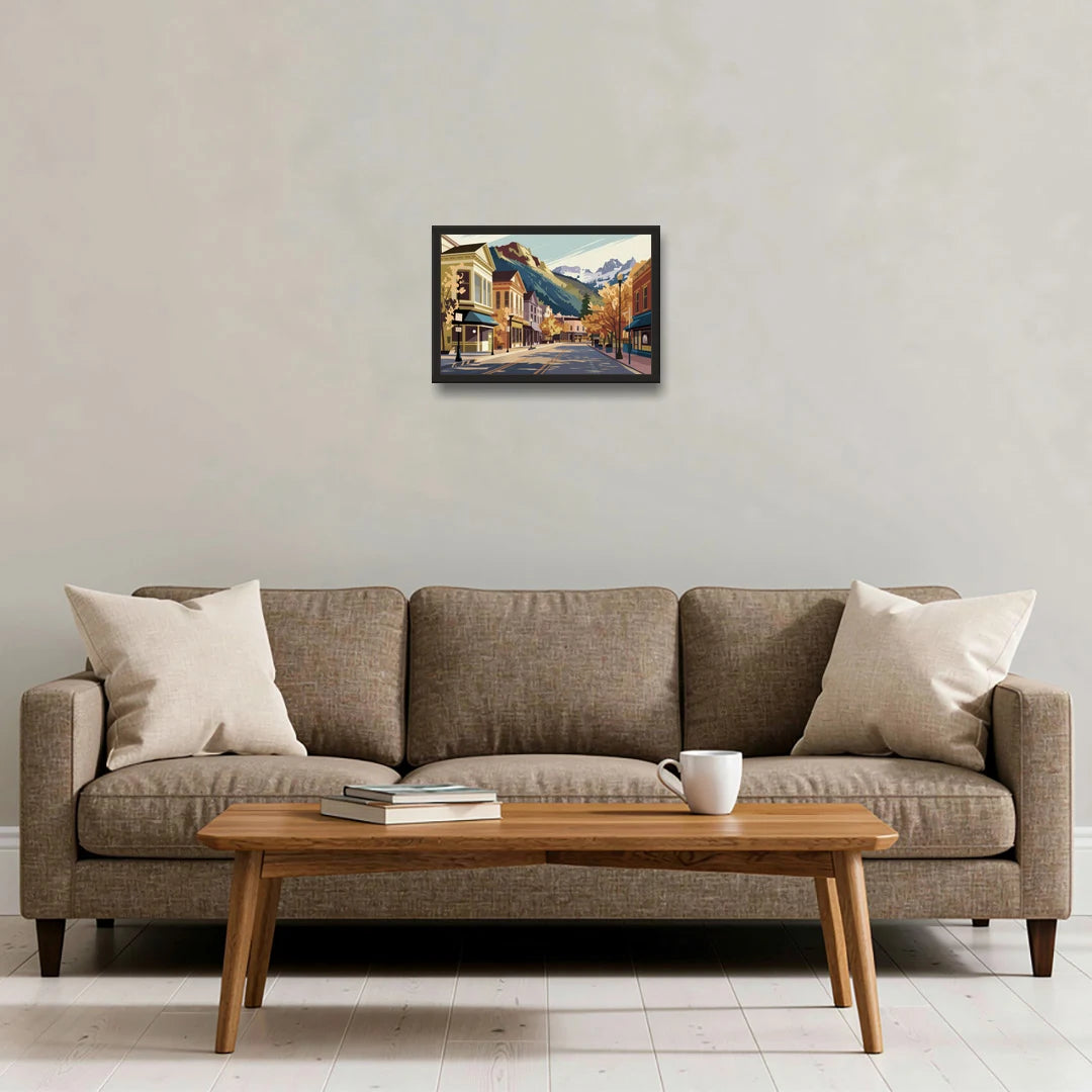 Telluride Historic Main Street - Black Framed Canvas Wall Art - Sofa - 18x12